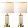 22.5'' Gold Table Lamps With USB Set Of 2, Modern Glass Bedside Lamp With LED Night Light For Bedroom Living Room Office -Lamp Parts champagne glass rottogoon table lamps qmlp191aw2 64 1000