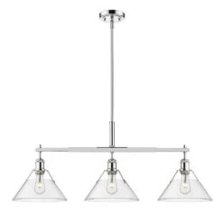 Golden Lighting Orwell 100-Watt 3-Light Chrome And Clear Glass Linear Pendant Light