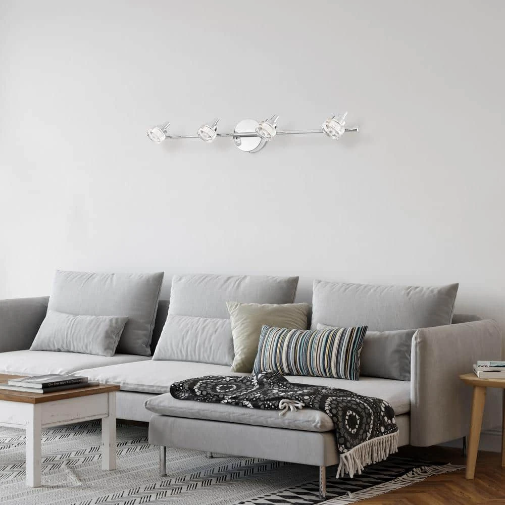 EGLO Glaciole 2.5 Ft. 4-Light Chrome Integrated LED Fixed Track Lighting Kit With Clear Plastic Shades 6 EGLO Glaciole 2.5 Ft. 4-Light Chrome Integrated LED Fixed Track Lighting Kit With Clear Plastic Shades - Image 4