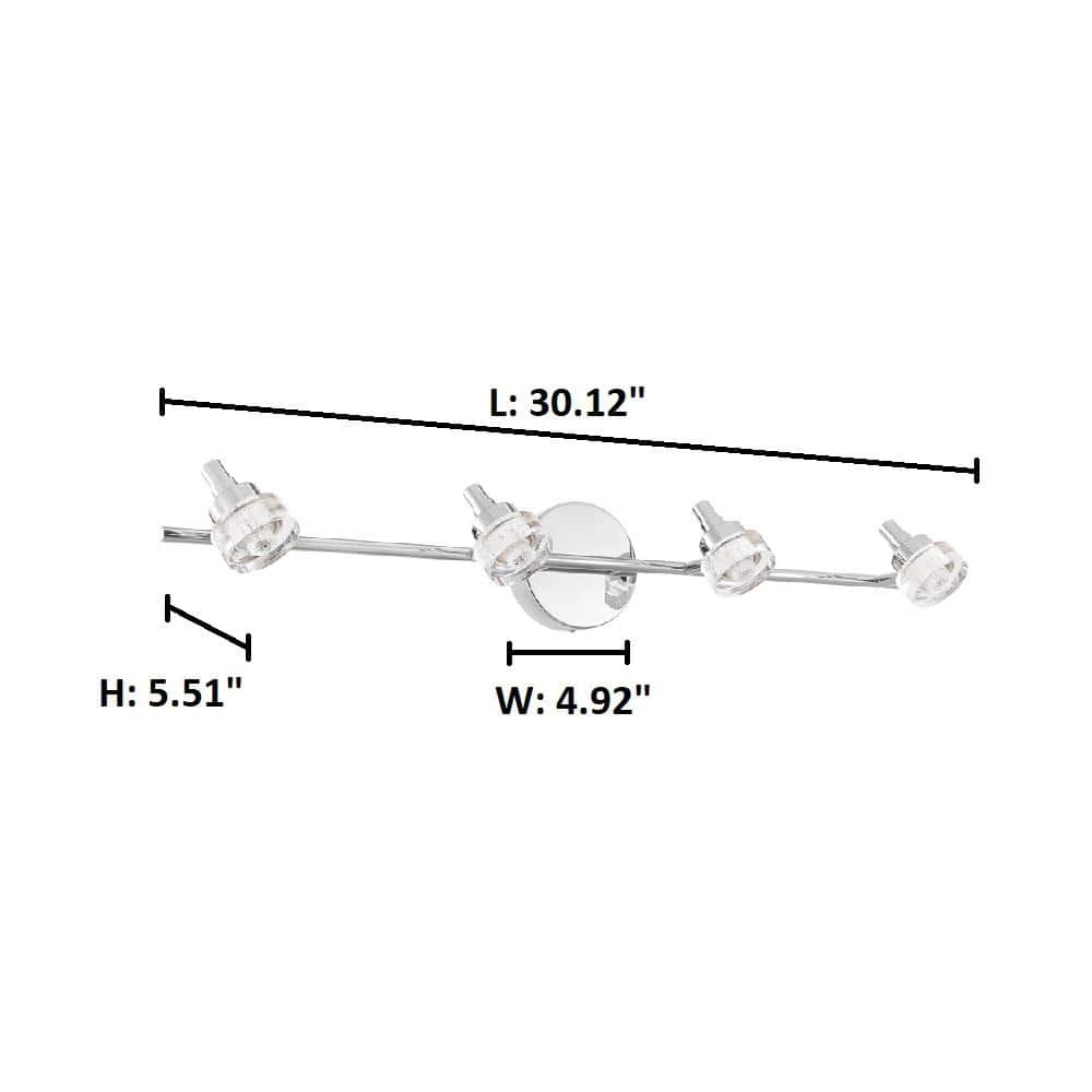 EGLO Glaciole 2.5 Ft. 4-Light Chrome Integrated LED Fixed Track Lighting Kit With Clear Plastic Shades 4 EGLO Glaciole 2.5 Ft. 4-Light Chrome Integrated LED Fixed Track Lighting Kit With Clear Plastic Shades - Image 2