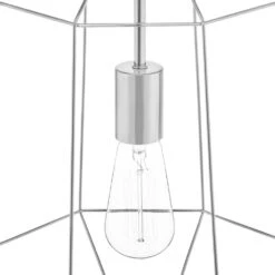 Winfield 1-Light Chrome Caged Pendant Light Fixture With Geometric Metal Shade -Lamp Parts chrome hampton bay pendant lights kh 001s ch 1d 1000