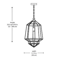 Winfield 1-Light Chrome Caged Pendant Light Fixture With Geometric Metal Shade -Lamp Parts chrome hampton bay pendant lights kh 001s ch 40 1000