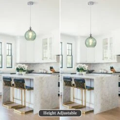 60-Watt 1-Light Chrome And Light Green Simple Pendant Light With Glass Shade -Lamp Parts chrome light green adsensty pendant lights hd3 1 c g d7001 40 1000