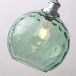 60-Watt 1-Light Chrome And Light Green Simple Pendant Light With Glass Shade -Lamp Parts chrome light green adsensty pendant lights hd3 1 c g d7001 c3 1000