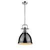 Golden Lighting Duncan 1-Light Chrome 8.8 In. Pendant With Black Shade -Lamp Parts chrome with gloss black shade golden lighting pendant lights 3604 s ch bk 64 1000