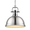 Golden Lighting Duncan 1-Light Pendant With Chain In Chrome With A Pewter Shade -Lamp Parts chrome with pewter shade golden lighting pendant lights 3602 l ch pw 64 1000