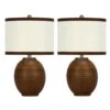 Pair Of 23 In. Clay Red Resin Column Table Lamps With Designer Shades