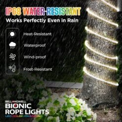25 Ft. Indoor/Outdoor Color Changing Solar Flexible Integrated LED Bionic Rope Light With Remote Control -Lamp Parts clear bell howell rope lights 1594 1f 1000