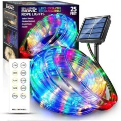 25 Ft. Indoor/Outdoor Color Changing Solar Flexible Integrated LED Bionic Rope Light With Remote Control