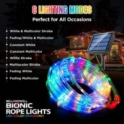 25 Ft. Indoor/Outdoor Color Changing Solar Flexible Integrated LED Bionic Rope Light With Remote Control -Lamp Parts clear bell howell rope lights 1594 fa 1000