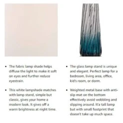 28.75 In. Blue Coastal Tall Dimmable Glass Bedroom Living Room Bedside Desk Nightstand Table Lamps (Set Of 2) -Lamp Parts clear blue maxax table lamps t18 fa 1000