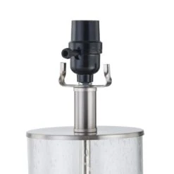 Concord 23.25 In. Nickel Coastal Dimmable Glass Bedroom Living Room Bedside Desk Nightstand Table Lamps Set Of 2 -Lamp Parts clear bubble glass nickel maxax table lamps t27 ni 44 1000