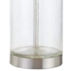 Concord 23.25 In. Nickel Coastal Dimmable Glass Bedroom Living Room Bedside Desk Nightstand Table Lamps Set Of 2 -Lamp Parts clear bubble glass nickel maxax table lamps t27 ni 76 1000