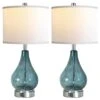 22.5 In. Blue Glass Table Lamp For Living Room Set Of 2 LED Light With Touch Control, 3 Way Dimmable Modern Lamps -Lamp Parts clear crackle glass rottogoon table lamps qmlp219ag2 64 1000