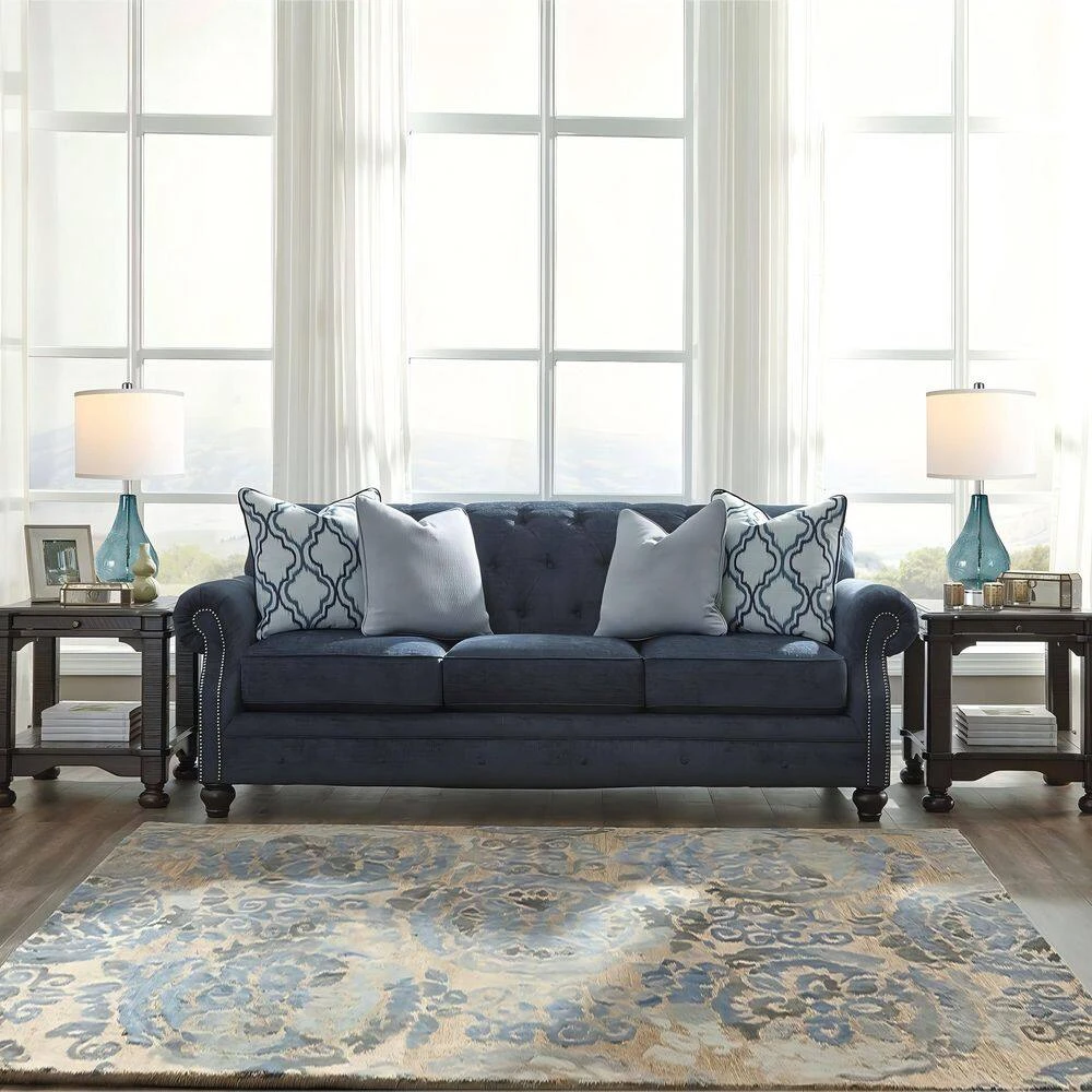 22.5 In. Blue Glass Table Lamp For Living Room Set Of 2 LED Light With Touch Control, 3 Way Dimmable Modern Lamps 4 22.5 In. Blue Glass Table Lamp For Living Room Set Of 2 LED Light With Touch Control, 3 Way Dimmable Modern Lamps - Image 2