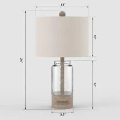 Concord 24 In. Clear Vintage Dimmable Glass Bedroom Living Room Bedside Desk Table Lamps Usb Port Set Of 2 -Lamp Parts clear glass and gray resin maxax table lamps t186 wd 40 1000