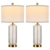 26'' Modern Clear Glass Table Lamps Set Of 2,3-Way Dimmable Bedside Lamps With USB A+C Ports& Touch Control For Bedroom -Lamp Parts clear rottogoon table lamps wtlp479an2 64 1000