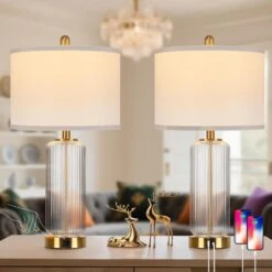 26'' Modern Clear Glass Table Lamps Set Of 2,3-Way Dimmable Bedside Lamps With USB A+C Ports& Touch Control For Bedroom 11 26'' Modern Clear Glass Table Lamps Set Of 2,3-Way Dimmable Bedside Lamps With USB A+C Ports& Touch Control For Bedroom -Lamp Parts clear rottogoon table lamps wtlp479an2 e1 1000