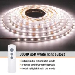 16 Ft. White Indoor LED Tape Light W/remote (Plug-in Or Direct Wire) 13 16 Ft. White Indoor LED Tape Light W/remote (Plug-in Or Direct Wire) -Lamp Parts commercial electric led strip lights 142130 4f 1000