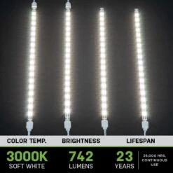 12 In. LED Linkable White Flexible Tape Under Cabinet Light Kit (4-Strip Pack) -Lamp Parts commercial electric led strip lights 421100 c3 1000