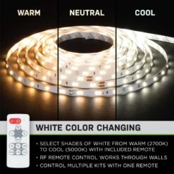16 Ft. LED Tunable White Tape Light Kit- Under Cabinet Light -Lamp Parts commercial electric led strip lights 421510 4f 1000