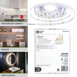 16 Ft. LED AC Dimmable White Tape Light Kit Under Cabinet Light 14 16 Ft. LED AC Dimmable White Tape Light Kit Under Cabinet Light -Lamp Parts commercial electric led strip lights 421511 44 1000