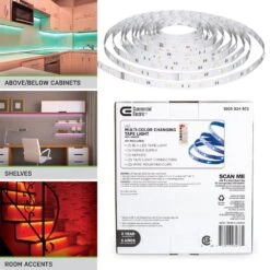 16 Ft. LED White And RGB Tape Light Kit- Under Cabinet Light -Lamp Parts commercial electric led strip lights 423510 44 1000