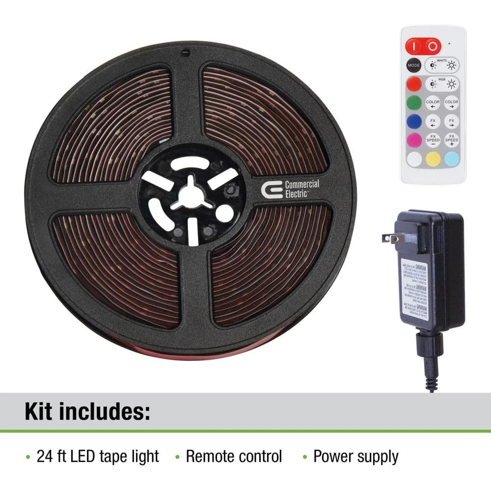 24 Ft White & Multicolor (RGB+W) Indoor/Outdoor LED Tape Light W/Remote 7 24 Ft White & Multicolor (RGB+W) Indoor/Outdoor LED Tape Light W/Remote - Image 5