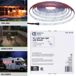 24 Ft White & Multicolor (RGB+W) Indoor/Outdoor LED Tape Light W/Remote 15 24 Ft White & Multicolor (RGB+W) Indoor/Outdoor LED Tape Light W/Remote -Lamp Parts commercial electric led strip lights 644340 44 1000