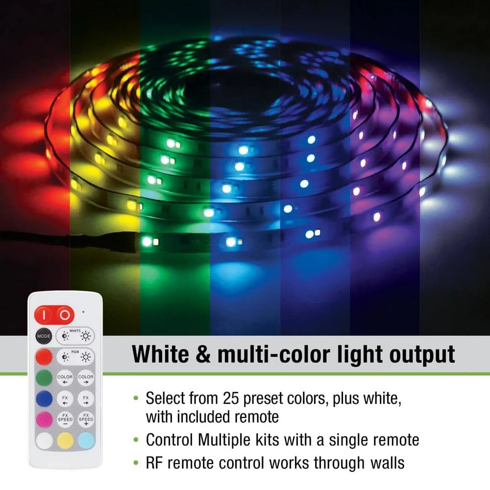 24 Ft White & Multicolor (RGB+W) Indoor/Outdoor LED Tape Light W/Remote 5 24 Ft White & Multicolor (RGB+W) Indoor/Outdoor LED Tape Light W/Remote - Image 3