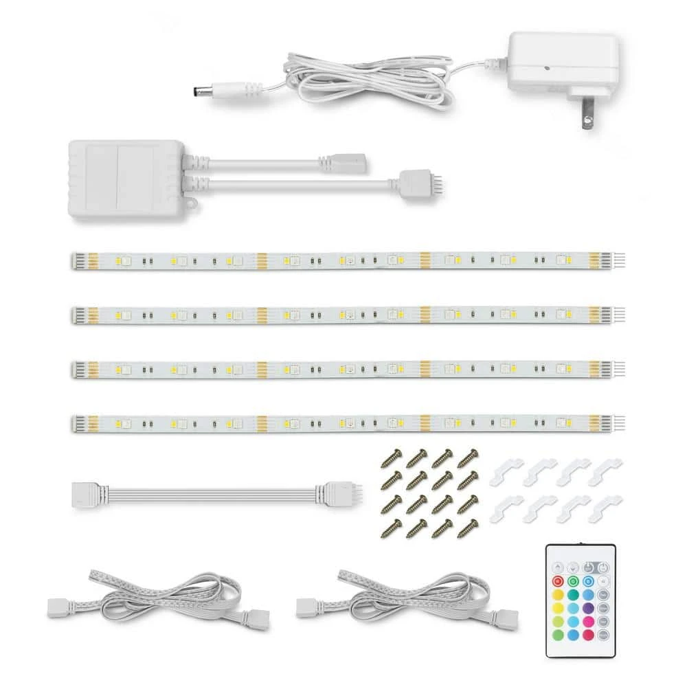 4 Ft. Plug-In Cuttable/Linkable Integrated LED RGBW Indoor Under Cabinet Tape Strip Light Kit W/Remote (4-Strip Pack) 9 4 Ft. Plug-In Cuttable/Linkable Integrated LED RGBW Indoor Under Cabinet Tape Strip Light Kit W/Remote (4-Strip Pack) - Image 7