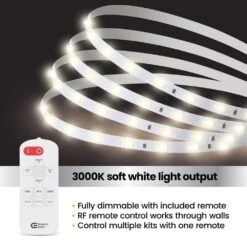 16 Ft. Plug-In/Hardwire Cuttable/Linkable Integrated LED Tunable White Indoor Under Cabinet Tape Strip Light W/Remote -Lamp Parts commercial electric led strip lights tape192 cct hd a0 1000