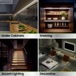 16 Ft. Plug-In/Hardwire Cuttable/Linkable Integrated LED Tunable White Indoor Under Cabinet Tape Strip Light W/Remote -Lamp Parts commercial electric led strip lights tape192 cct hd c3 1000