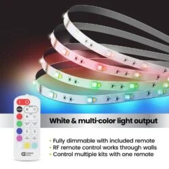 16 Ft. Plug-In/Hardwire Cuttable/Linkable Integrated LED RGB/White Indoor Under Cabinet Tape Strip Light W/Remote -Lamp Parts commercial electric led strip lights tape192rgb3k hd a0 1000