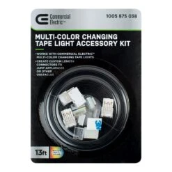 13 Ft. Connector Cord LED Strip Light Accessory Pack (RGB+W) (4 Wire-to-Tape Connectors, 6 Wire Mounting Clips) -Lamp Parts commercial electric under cabinet lighting accessories 760110 1f 1000