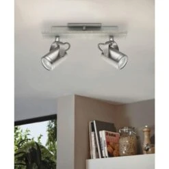 EGLO Praceta 1 Ft. 2-Light Concrete Grey Incandescent Or LED Track Lighting Kit With Brushed Nickel/Chrome Lamp Heads -Lamp Parts concrete grey eglo track lighting kits 95742a 31 1000