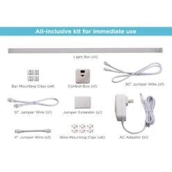 Black & Decker 24 In. LED Cool White 4000K, Dimmable, 1-Bar Under Cabinet Lights Kit With Hands-Free On/Off (Tool-Free Plug-in Install) -Lamp Parts cool white 1 bar kit black decker under cabinet bar lights leduc24 1ck c3 1000