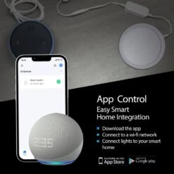 White Smart Dimmable LED Puck Lights Compatible With Alexa, Google Cool White 6000K (6-Pack) -Lamp Parts cool white eshine puck lights elwps606dc 4f 1000