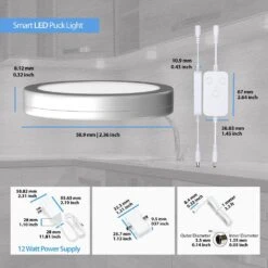 White Smart Dimmable LED Puck Lights Compatible With Alexa, Google Cool White 6000K (6-Pack) -Lamp Parts cool white eshine puck lights elwps606dc 76 1000