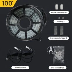 Outdoor 100 Ft. 110-Volt Plug-In Cool White Integrated LED Color Changing Lights Rope Light -Lamp Parts cool white walsport rope lights usli1002cw 40 1000