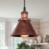 BARN 1-Light Copper Hanging Barn Pendant Light With Cone Metal Shade And 78" Adjustable Cord (1-Pack)