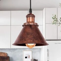 BARN 1-Light Copper Hanging Barn Pendant Light With Cone Metal Shade And 78" Adjustable Cord (1-Pack) -Lamp Parts copper 1 set huoku pendant lights pd1004341 a0 1000