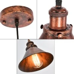 BARN 1-Light Copper Hanging Barn Pendant Light With Cone Metal Shade And 78" Adjustable Cord (1-Pack) -Lamp Parts copper 1 set huoku pendant lights pd1004341 c3 1000