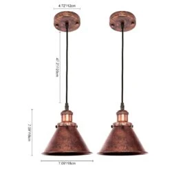 Barn 1-Light Antique Copper Cone Mini Pendant Light With Bell Metal Shade Dimmable Adjustable Hanging Barn Light(2-PCS) -Lamp Parts copper 2 pcs huoku pendant lights pd1004341 2p 40 1000
