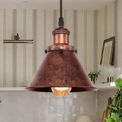 Barn 1-Light Antique Copper Cone Mini Pendant Light With Bell Metal Shade Dimmable Adjustable Hanging Barn Light(2-PCS) -Lamp Parts copper 2 pcs huoku pendant lights pd1004341 2p 66 1000