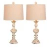 26.5 In. Pair Of Distressed Resin Table Lamps In A Cottage Antique White -Lamp Parts cottage antique white fangio lighting table lamps w 6238caw 2pk 64 1000