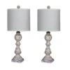 Pair Of 26 In. Distressed Balustrade Resin Table Lamps In A Cottage Antique White