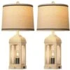 26 In. Cream White Rustic Table Lamp For Living Room, Farmhouse Bedside Lamps With USB And Nightlight 3-Way Dimmable -Lamp Parts cream white rottogoon table lamps qmlp404ao2 64 1000