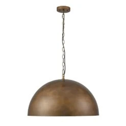 PCover 1-Light 23.6 In. W Dark Brass Pendant Light Industrial Minimalist Dome Hanging Light For Kitchens -Lamp Parts dark brass huoku pendant lights pd1062591 44 1000