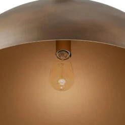 PCover 1-Light 23.6 In. W Dark Brass Pendant Light Industrial Minimalist Dome Hanging Light For Kitchens -Lamp Parts dark brass huoku pendant lights pd1062591 66 1000